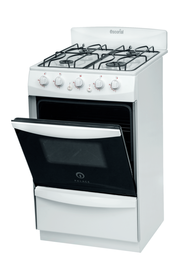 Cocina Escorial Palace Cristal a gas natural 4 hornallas blanca 220V puerta con visor 50L - Imagen 2