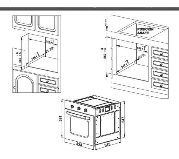 Horno empotrable eléctrico Florencia 7857F 63L negro 220V-240V - Imagen 6