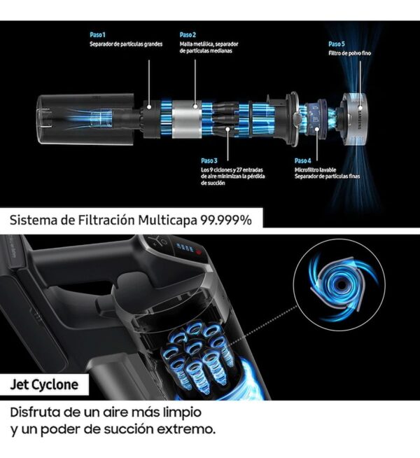 Samsung Aspiradoras Inalámbrica Jet 75 oro 220V 0.8L - Imagen 7